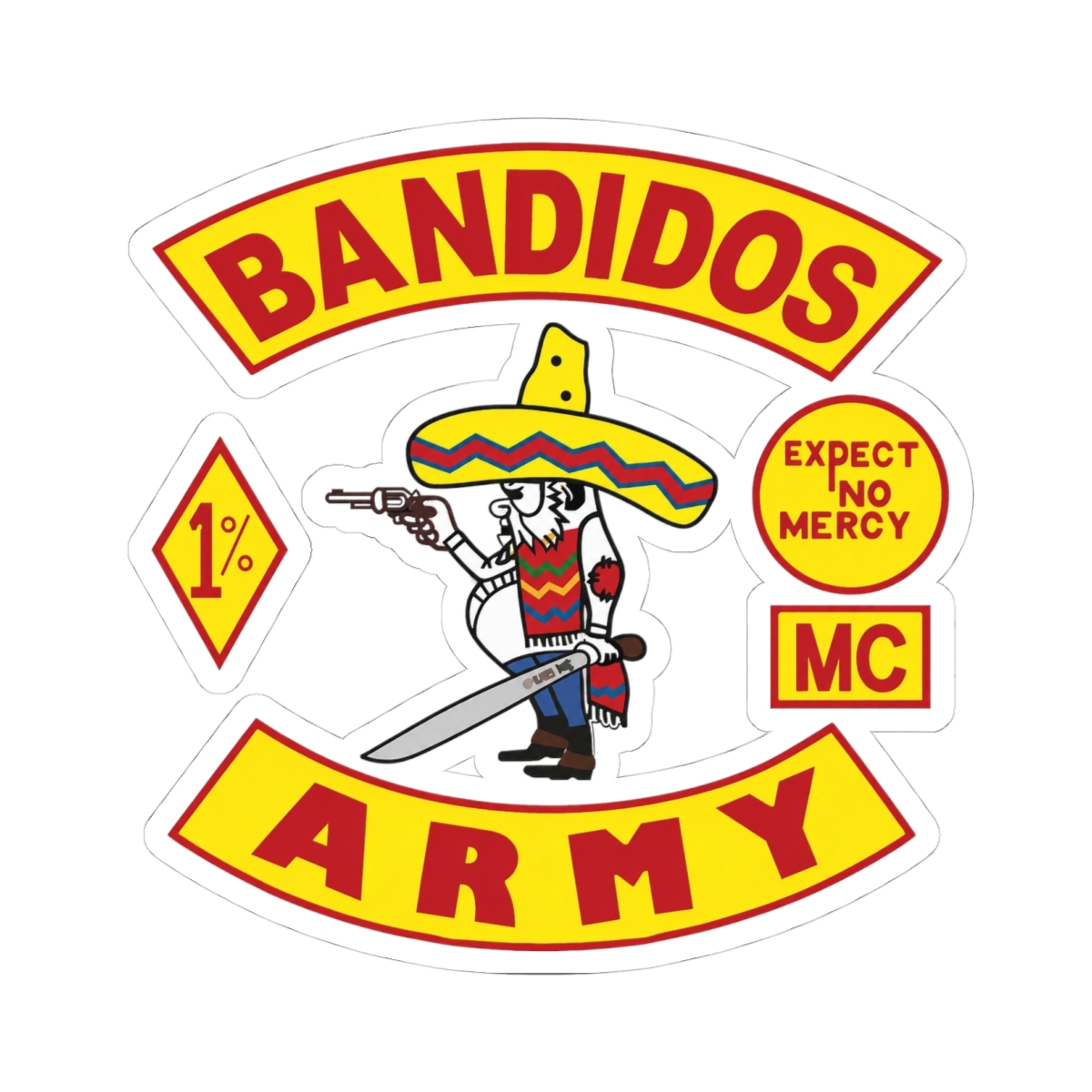 Bandidos Army Patch Style Kiss-Cut Stickers | Motorcycle Club Decals | Bandidos MC