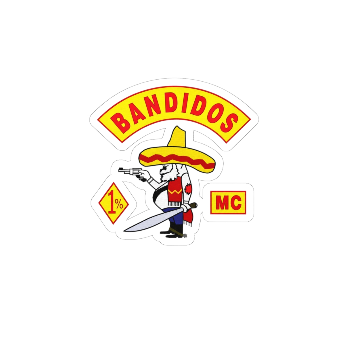 Bandidos Sombrero Cowboy Sticker | Kiss-Cut Motorcycle Club Decal | Bandidos MC