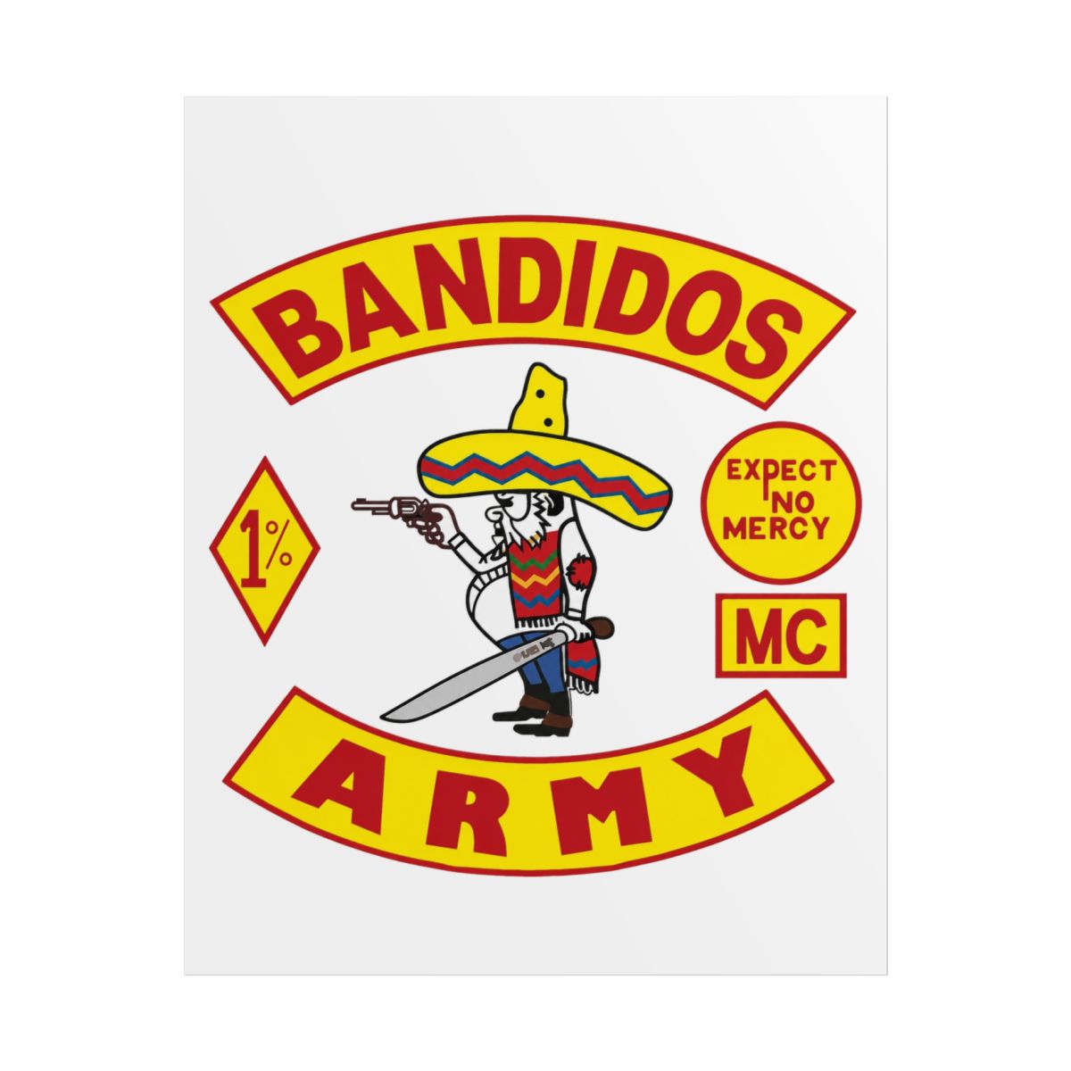Bandidos Army logo Rolled Poster | Motorcycle Club, Sombrero Skeleton Emblem | Bandidos MC