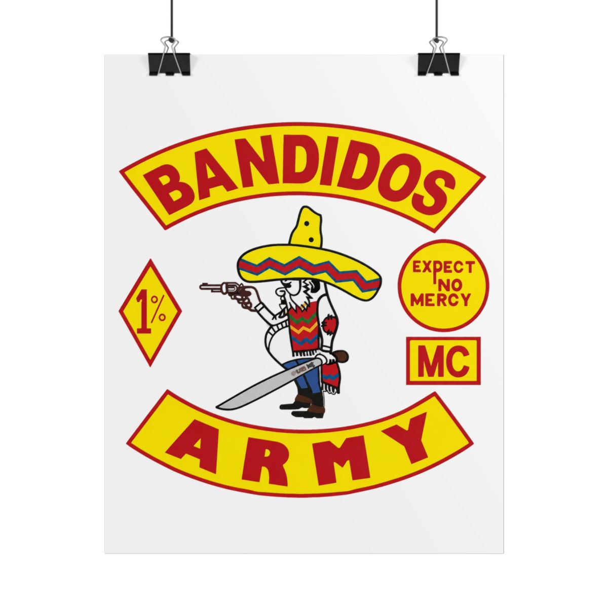 Bandidos Army logo Rolled Poster | Motorcycle Club, Sombrero Skeleton Emblem | Bandidos MC
